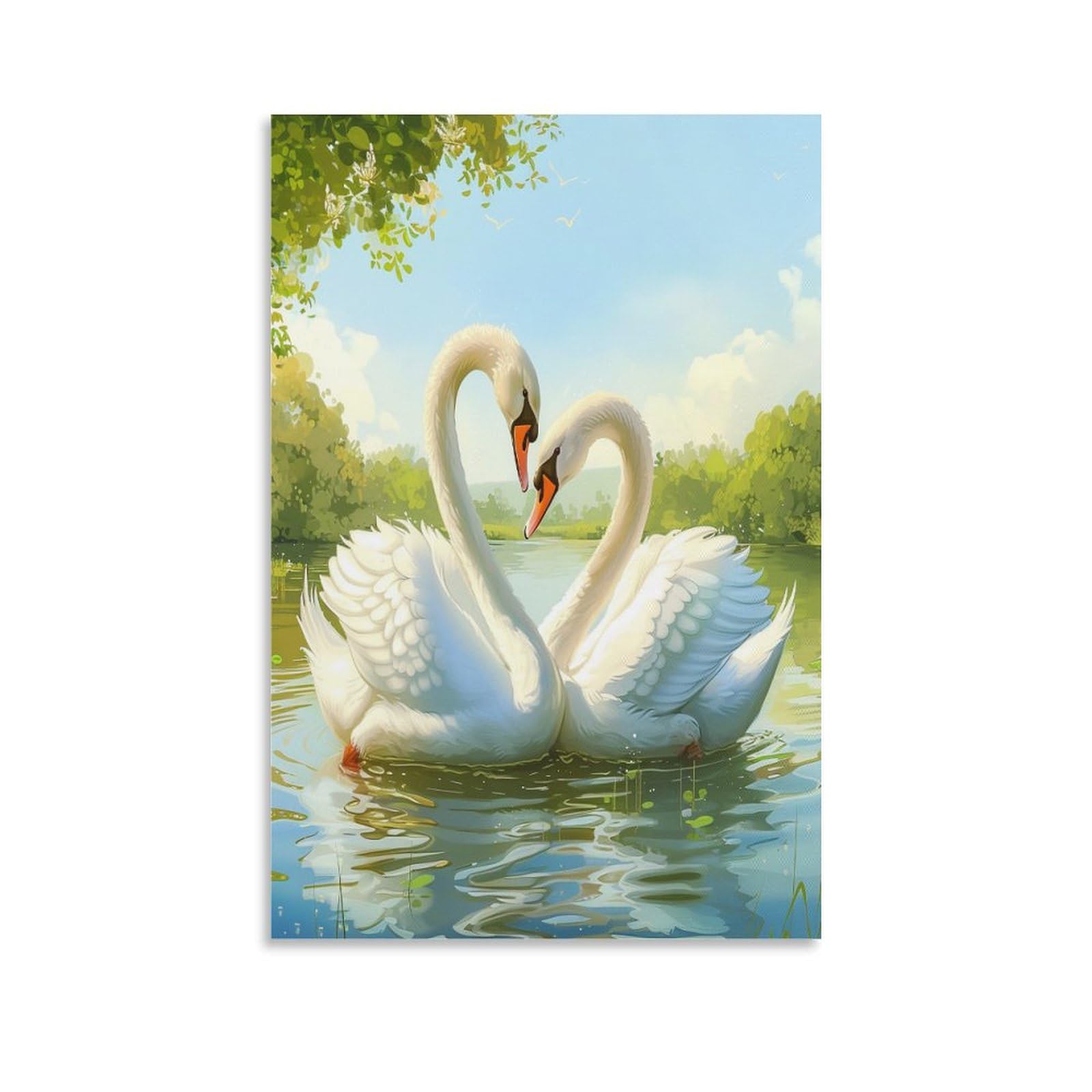Unrxjzlvm Unframe-Style-11 Swan Art - Oil Paintings Reproduction Modern Giclee Canvas Print Artwork Pictures On Canvas Wall Art For Home Office Decorations 08X12inch(20X30cm)