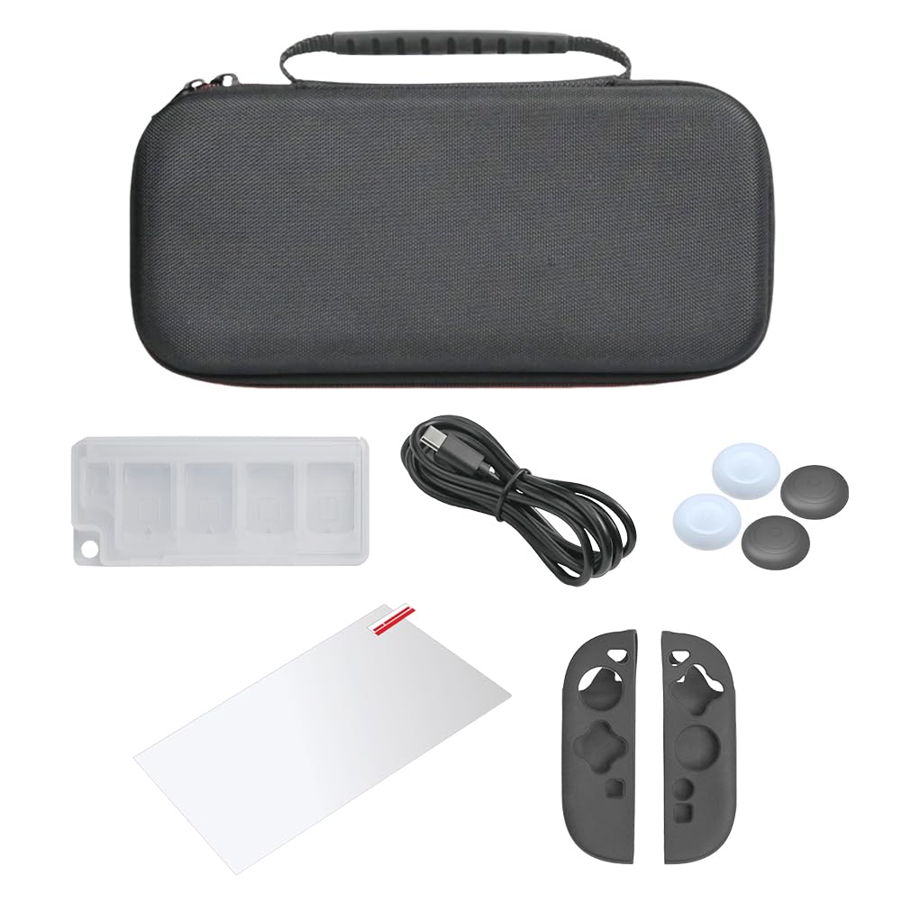 Gaming -Tragetasche for Switch 2 mit temperamentiertem Glasgriffabdeckung und Zubehör Set tragbarer Reisetasche