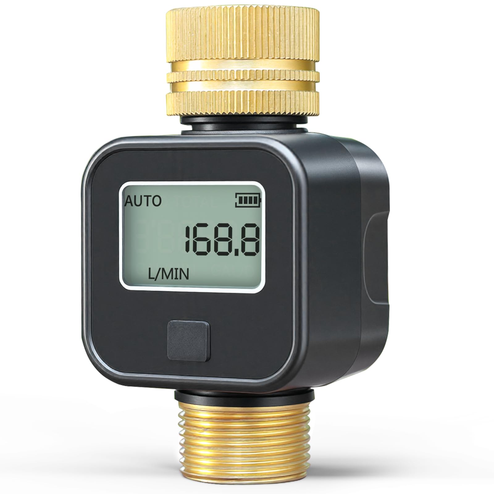 Insoma Water Flow Meter Brass Inlet&Outlet, Water Meter for Garden Hose, Measure Gal/L Consumption&Flow Rate, Fits for 3/4 inch Hoses, High Accuracy&IPX5 for Outdoor Watering,RV Tank,Lawn Sprinkler