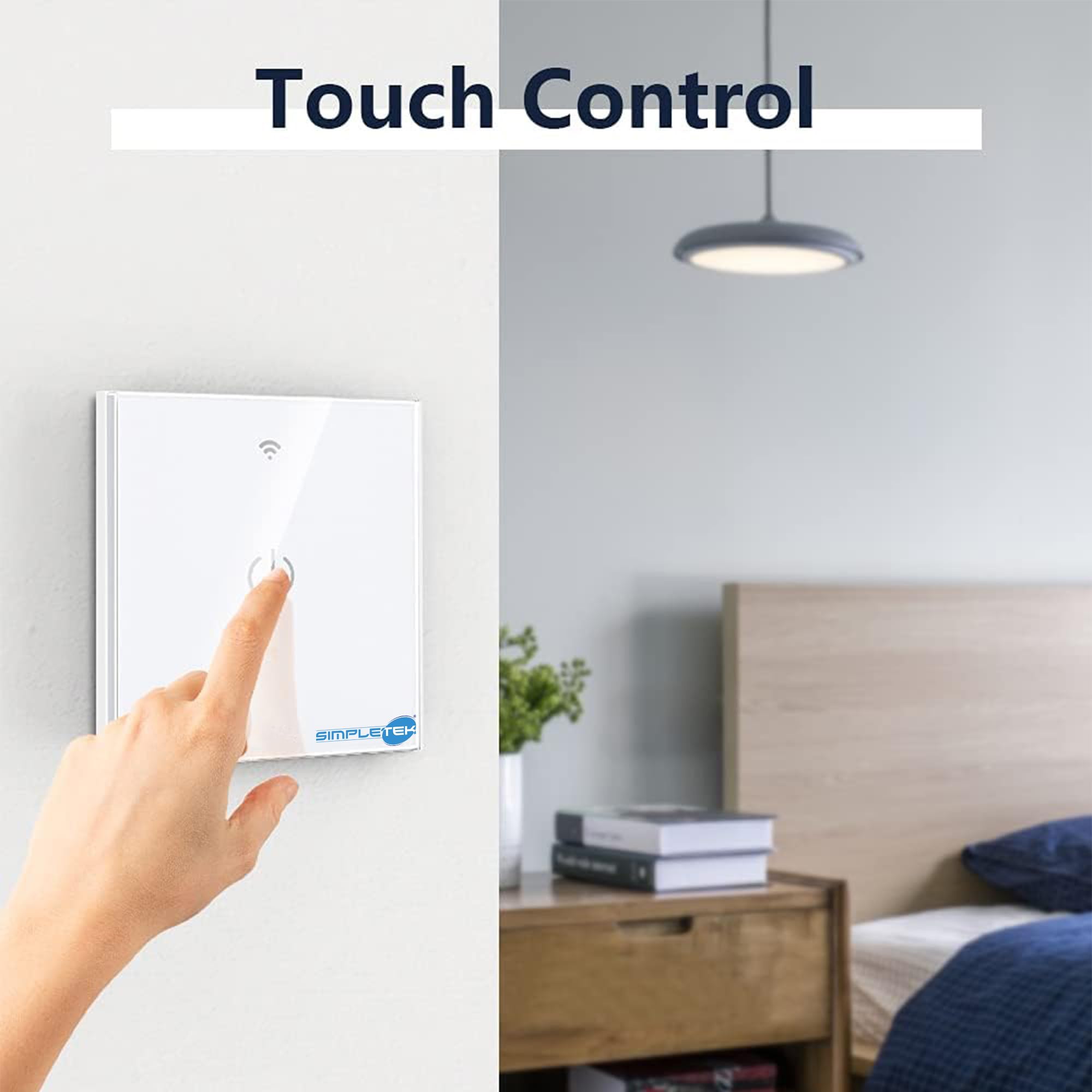 SIMPLETEK - Smart Wi-Fi Unterputz-Lichtschalter - Kompatibel mit Sprachassistenten - App-Fernbedienung und Timer-Funktion