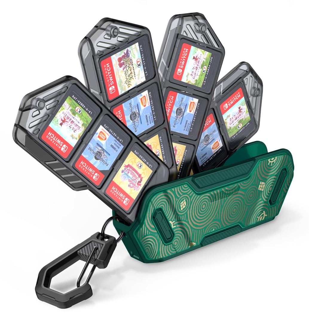 mumba 12 Switch Game Card Case Holder for Nintendo Switch Game Cards, Portable and Exquisite Protective Hard Shell with 4 Layer Rotatable Holder for Nintendo Switch or OLED or Lite Games (Viridian)