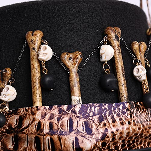 Cosdreamer Women Voodoo Hats Witch Doctor Top Hats Skull Feathers Hat (Black) #TOP5