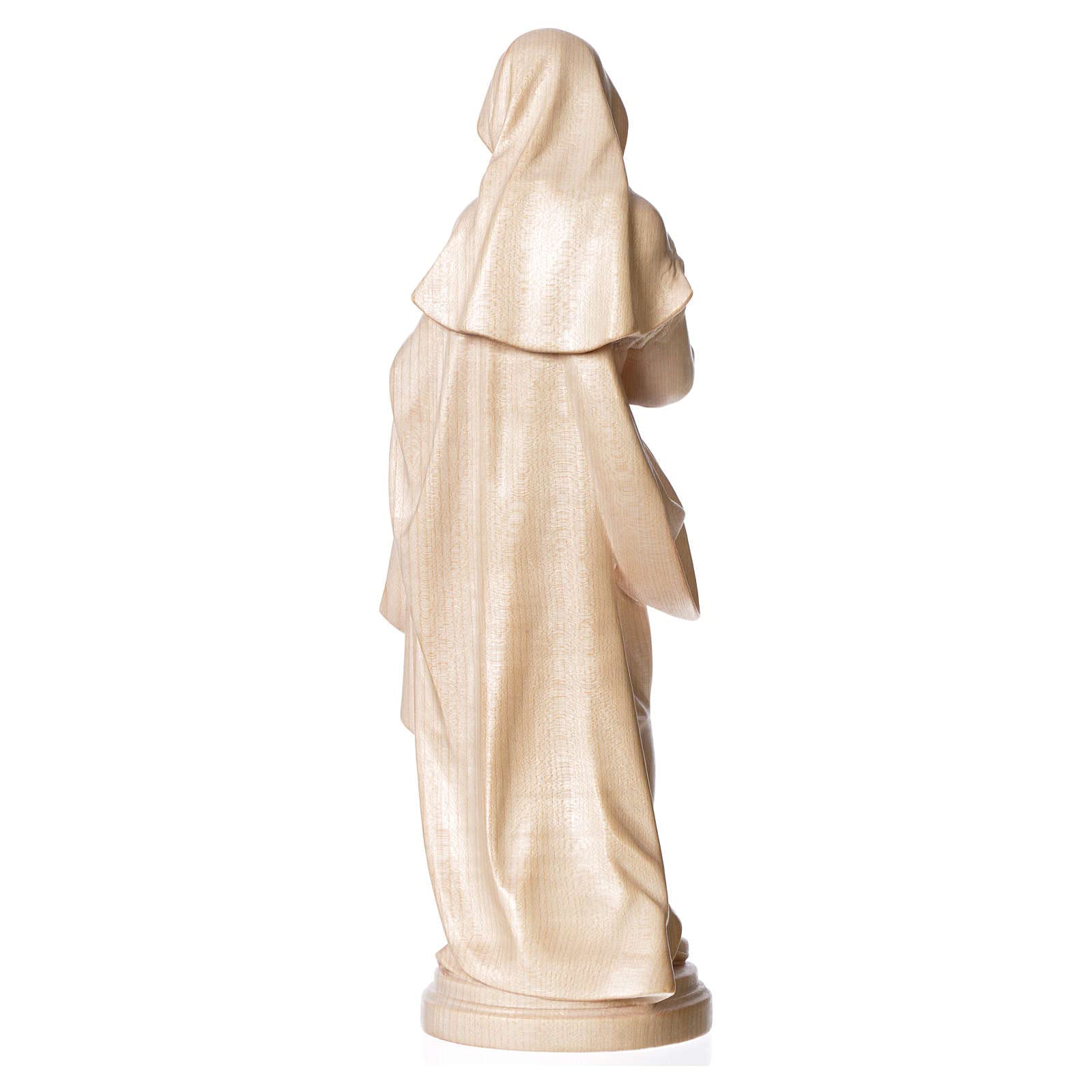 Holyart Estatua Virgen con niño de Madera Natural de la Val Gardena, Acabado con Cera Transparente, 16 cm (6.3 Inc.)