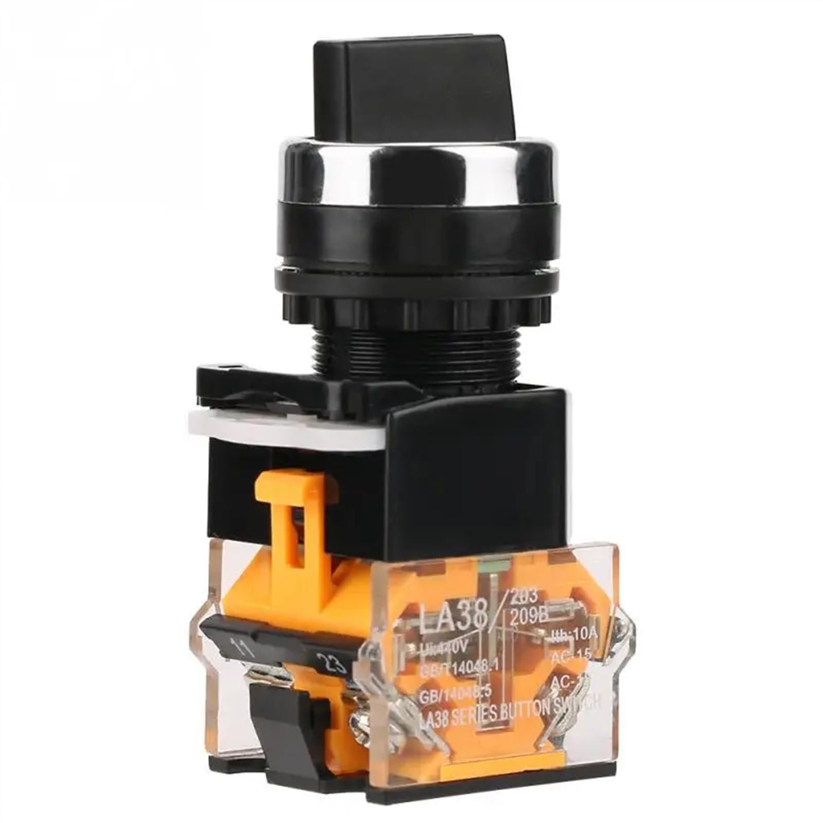 Interruptor momentáneo de 2 posiciones de 22 mm, interruptor selector de reinicio automático LA38-11BX22