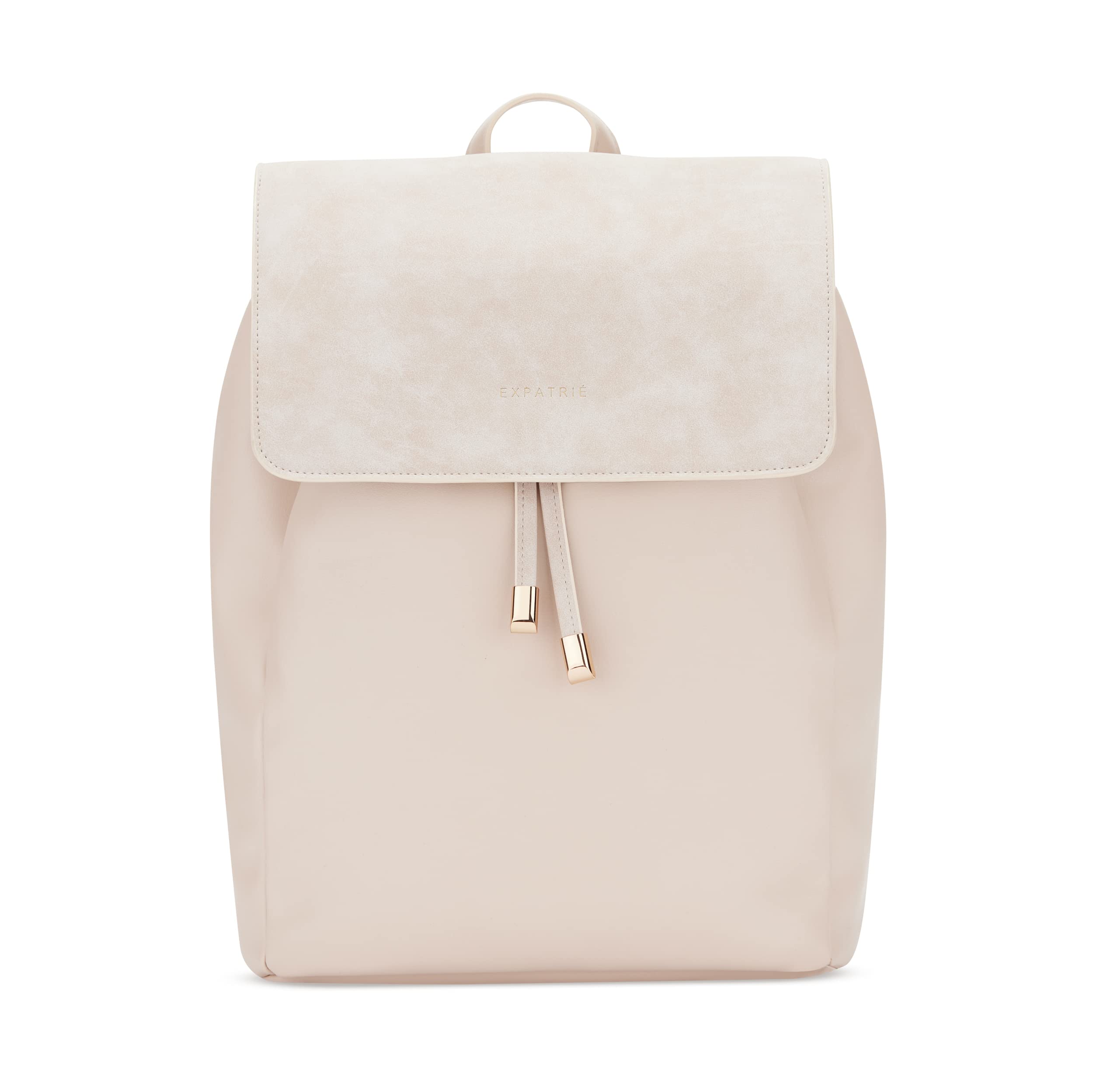 Expatrié Rucksack Damen Elegant Beige - Estelle - Moderner Kleiner Tagesrucksack für City, Business & Uni - Kunstleder Damenrucksack Klein - Wasserabweisend