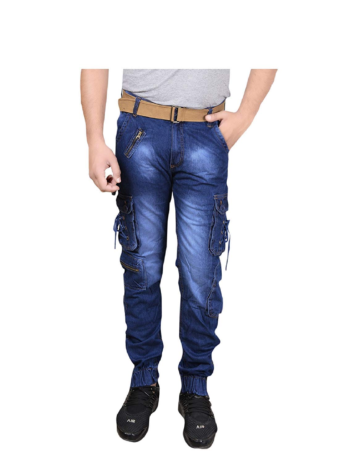 devil Men's Denim Cargo 8 Pocket Jogger Jeans-picture-7