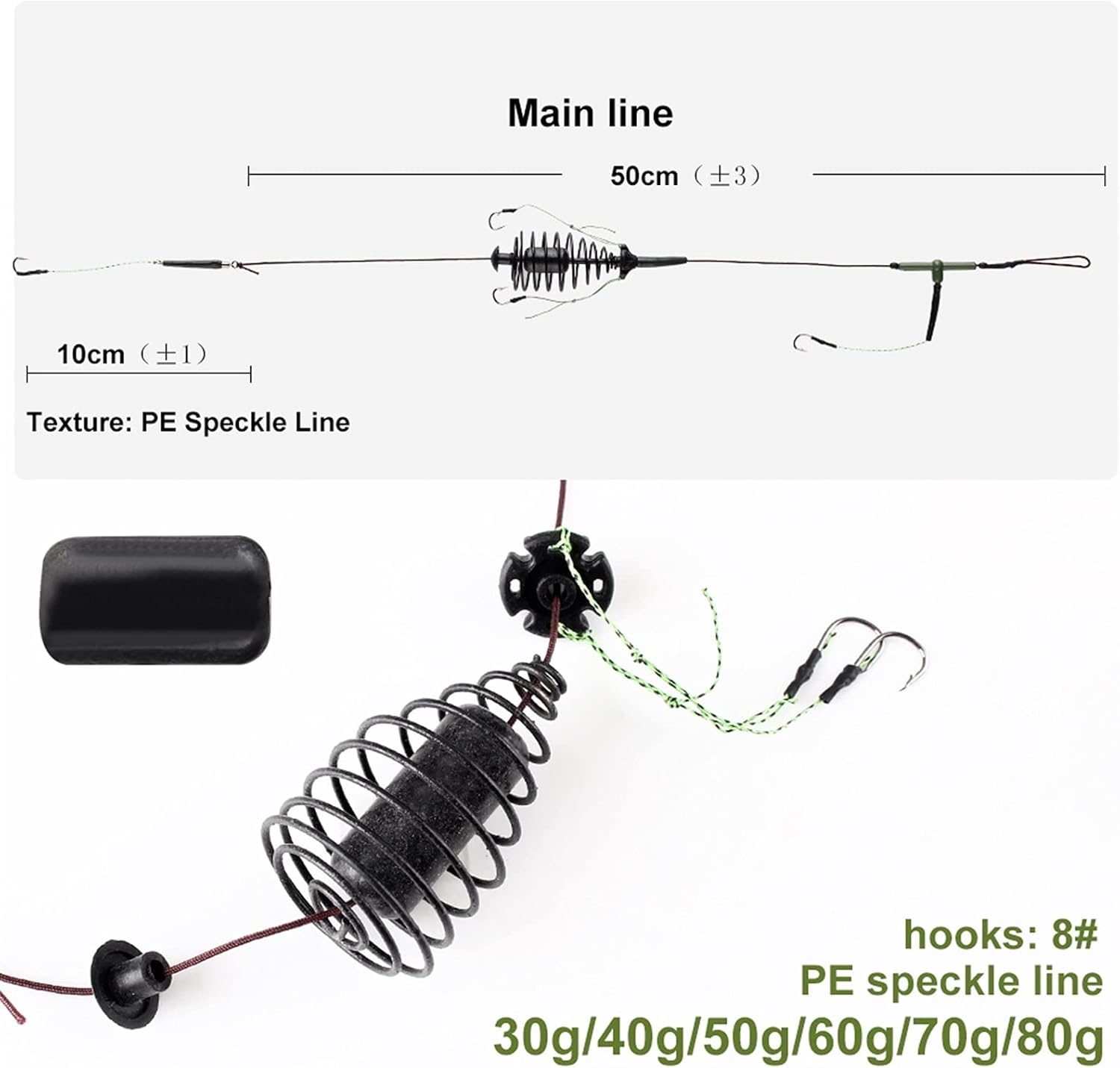 Fishing Hooks 5 Pcs Squid Fishing Bait Cage Line Group High Carbon Steel Metal Feed Hook Sink Artificial Bait Accessories Fishing Tackle (Size : 70g)