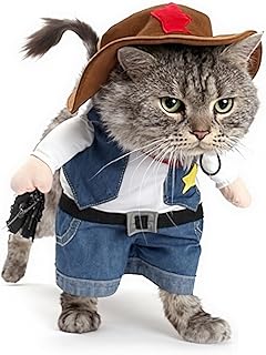 Cowboy Uniform Dog Cat Costume - Funny Pet Cowboy Outfit Clothing with Hat for Halloween Christmas Birthday Special Events...