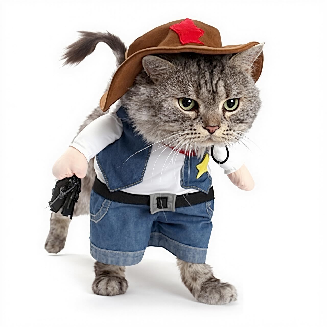 Mikayoo Pet Dog Cat Halloween Costumes,The Cowboy For Party Christmas Special Events Costume,West Cowboy Uniform With Hat,Funny Pet Cowboy Outfit Clothing For Dog Cat(S) - Multicolor, 18.144 G