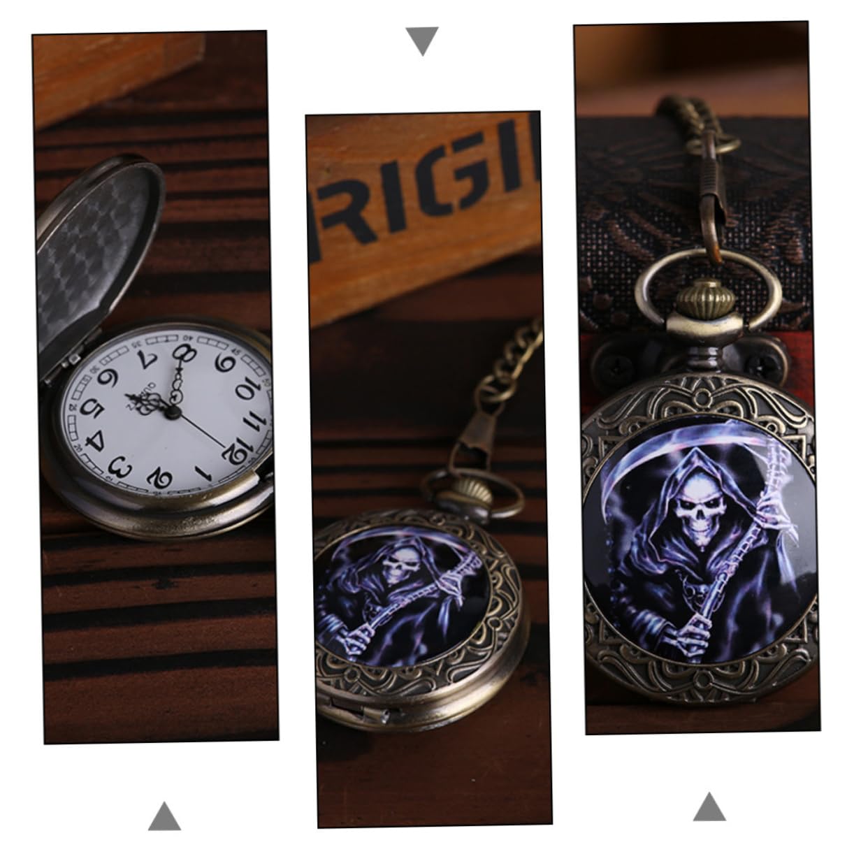3piezas Reloj De Bolsillo Retro De Bronce Cadena Clásica Diseño Antiguo para Navidad Cumpleaños y Ocasiones Especiales