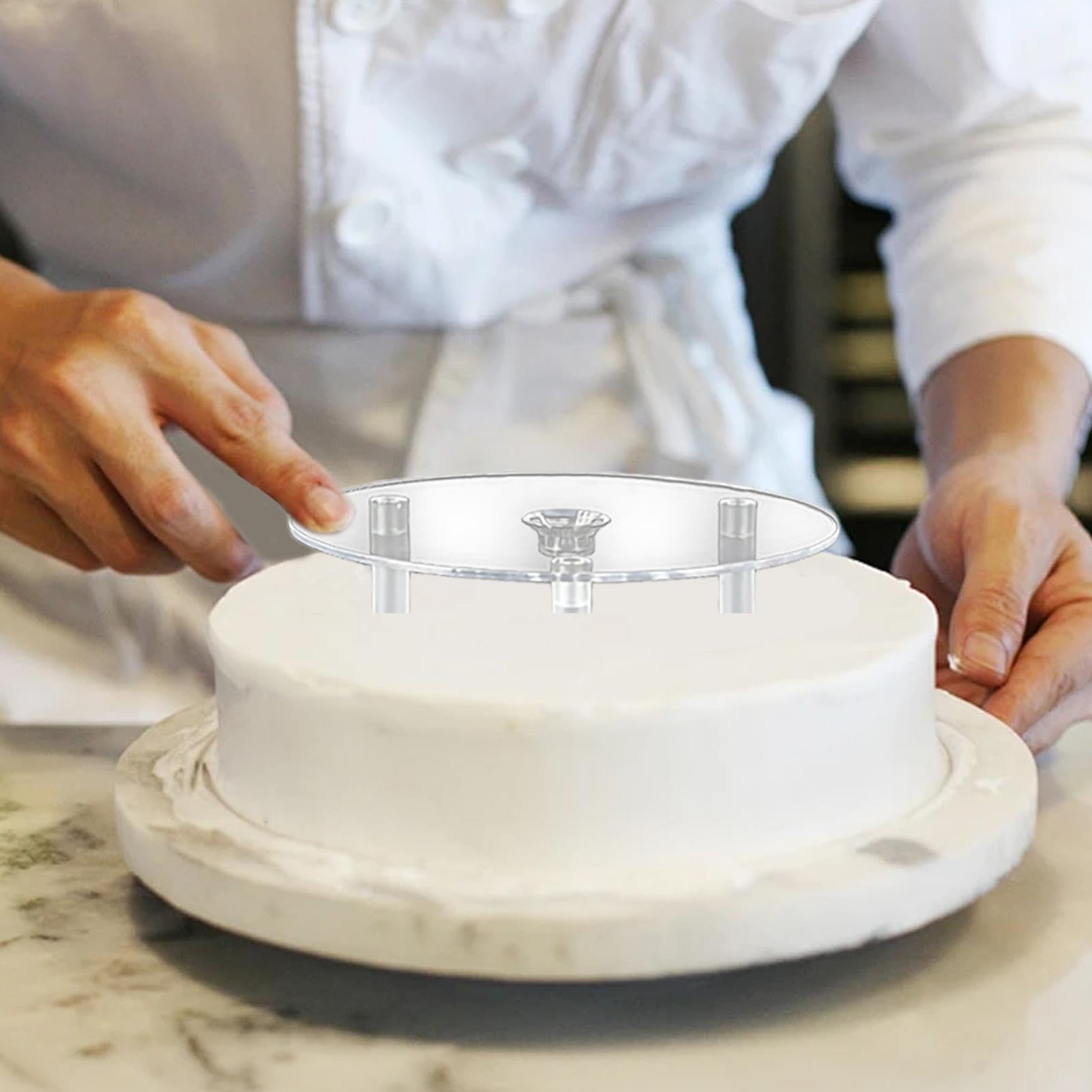 ASelected – Tasselli Per Torte A Più Livelli, Set Da 3 Piatti Separatori (9/12/16 Cm) E 1 Asta Da 24 Cm, Per Torte A Strati