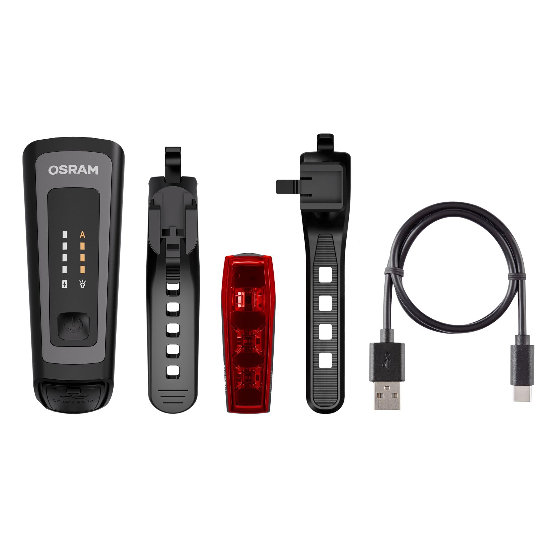 OSRAM LEDsBIKE Race 100 Set, wiederaufladbares Fahrradlichtset, StVZO-zugelassenes Front- und Rück-LED-Lichtset mit Bremslicht, Mehrere Beleuchtungsmodi, DREI Helligkeitsstufen, 100 Lux