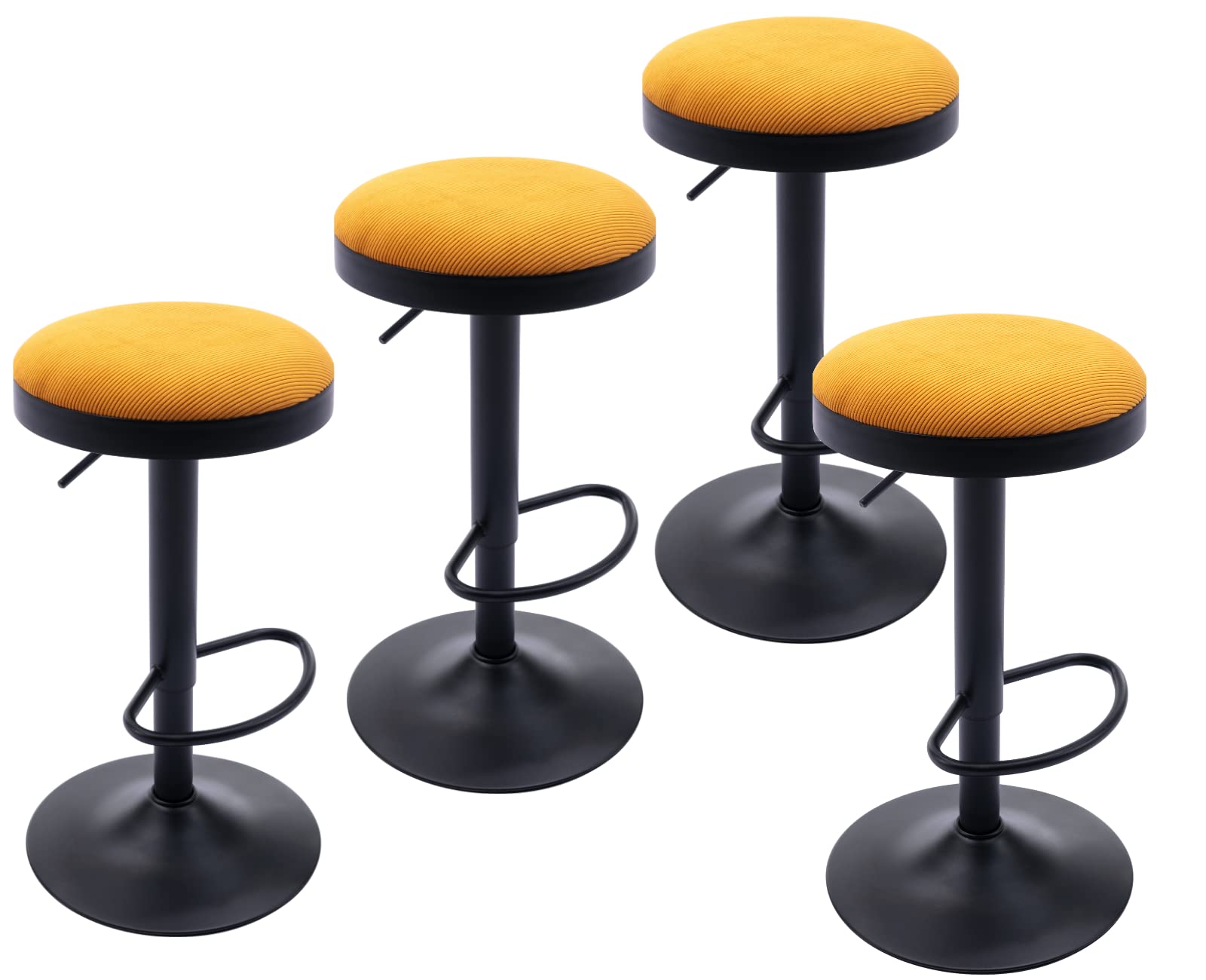 CIMOTA Swivel Round Bar Stools Set of 4 Backless Adjustable Counter Height Barstools Modern Industrial Bar Stool Chair for Kitchen/Home Bar/Pub/Bistro