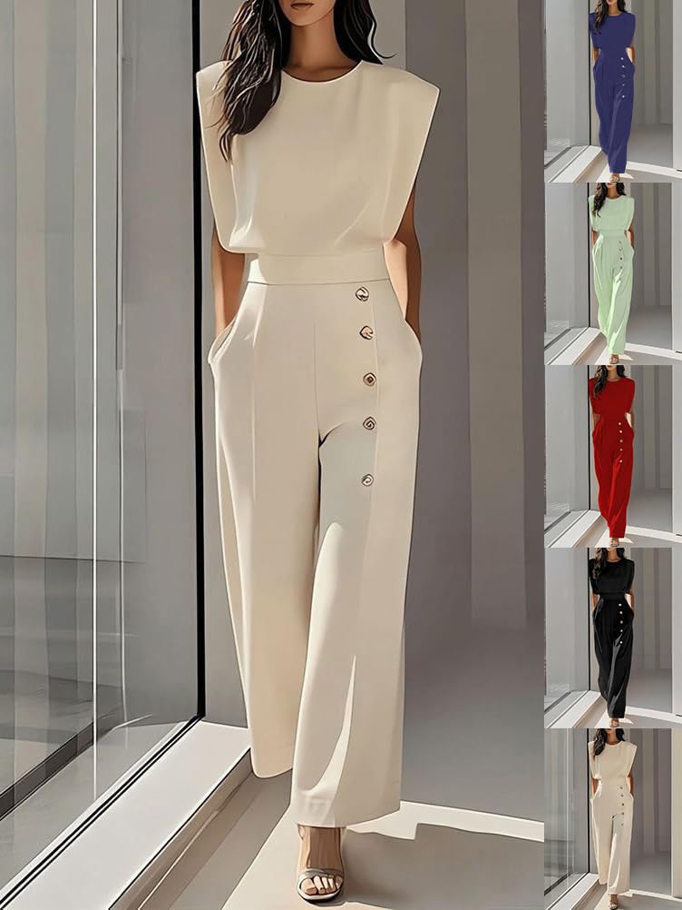 shownicer Tuta Elegante Donna Jumpsuit Lungo Monopezzi E Tutine Senza Maniche Tute Vita Alta One Piece Rompers Overall