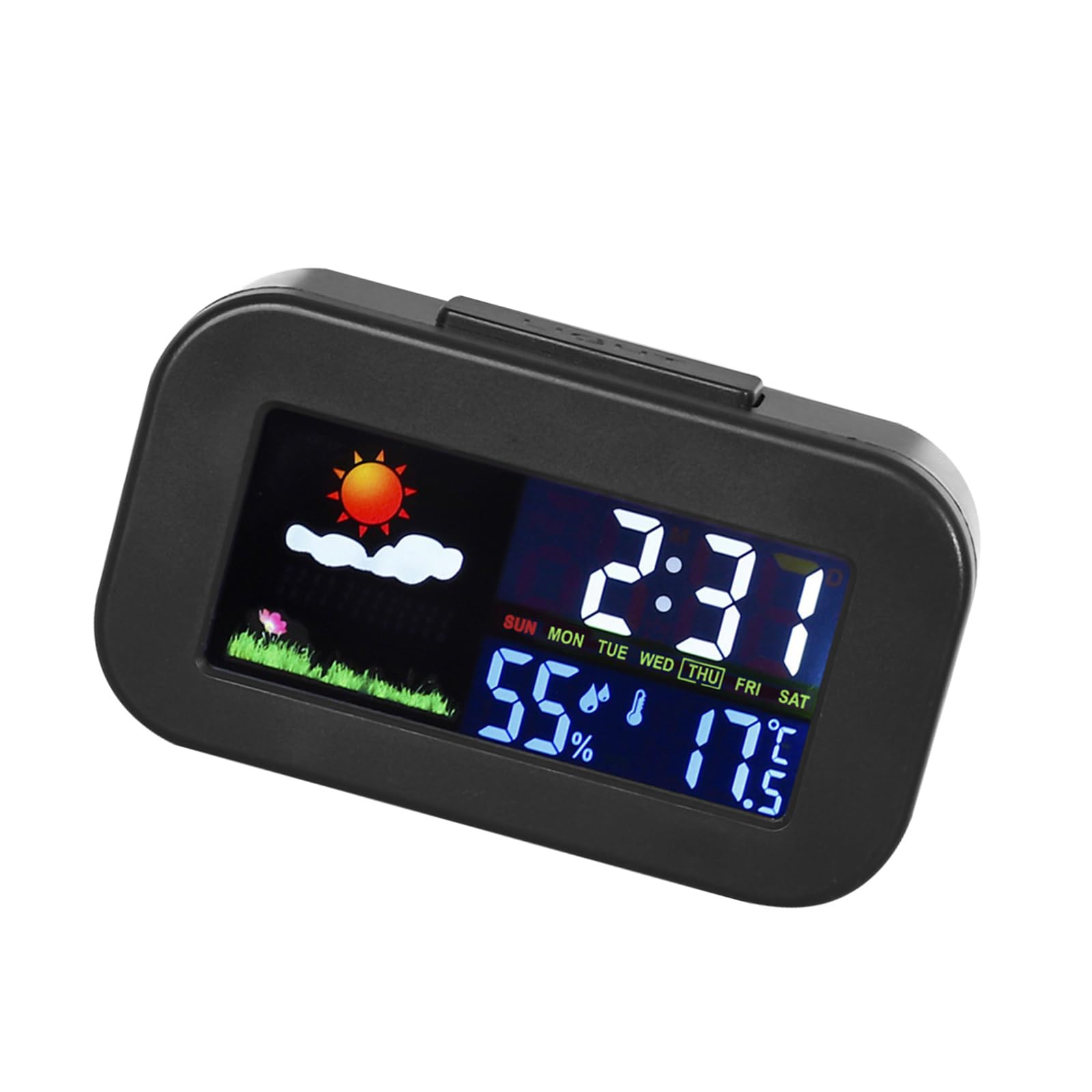 Kalttoy User-Friendly Alarm Clock Temperature Humidity Detector Color Display Calendar Low Power Temp Humidity Monitor Multifunctional