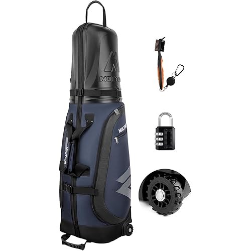 MOCTOUR Golf Travel Bags for Airlines with Wheels & ABS Hard Case Top, Protect Your Clubs, Waterproof 1680D Oxford Fabric and Oversize Tank Wheels, Lightweight and Easy to Maneuver
