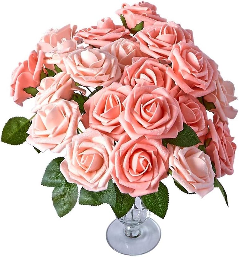 RCZ Décor Shimmer Blush Pink Artificial Flowers Includes 50 Roses with Stems and