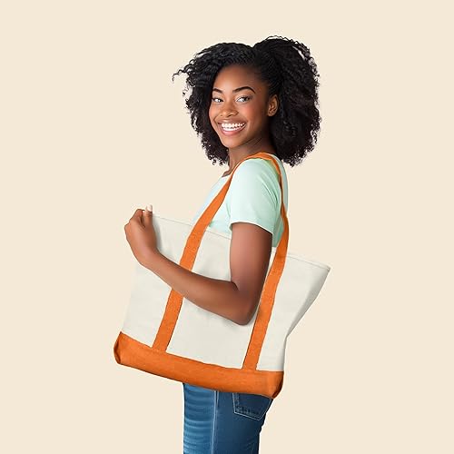 Miniatura 10 de 22" Heavy Duty Cotton Canvas Tote Bag (Zippered)