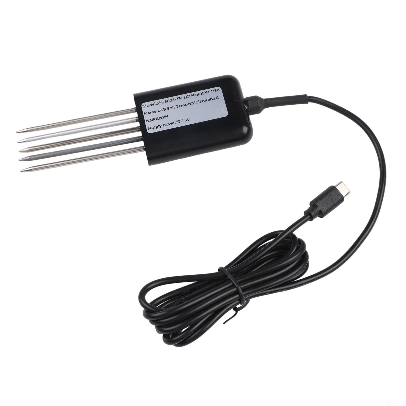 Sensore di terreno USB 7 in 1 con sensore di umidità e temperatura PH EC, analisi dei nutrienti NPK, impermeabile IP68, porta USB per Android, ideale per agricoltura, orticoltura, piante in vaso e