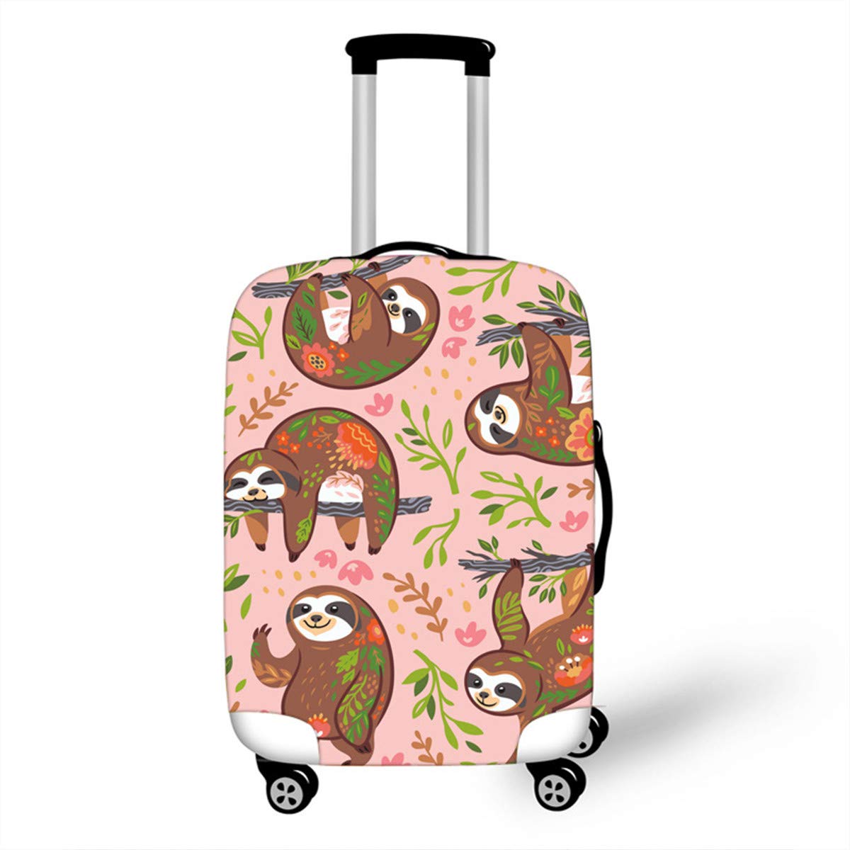 Trolley Case Protective Cover, DOTBUY 3D Print Premium Travel Suitcase Protector Elastic Anti-Scratch Dustproof Luggage Sleeve Cover Elasticized Washable (Pink Leaves,L (26-28 inches))
