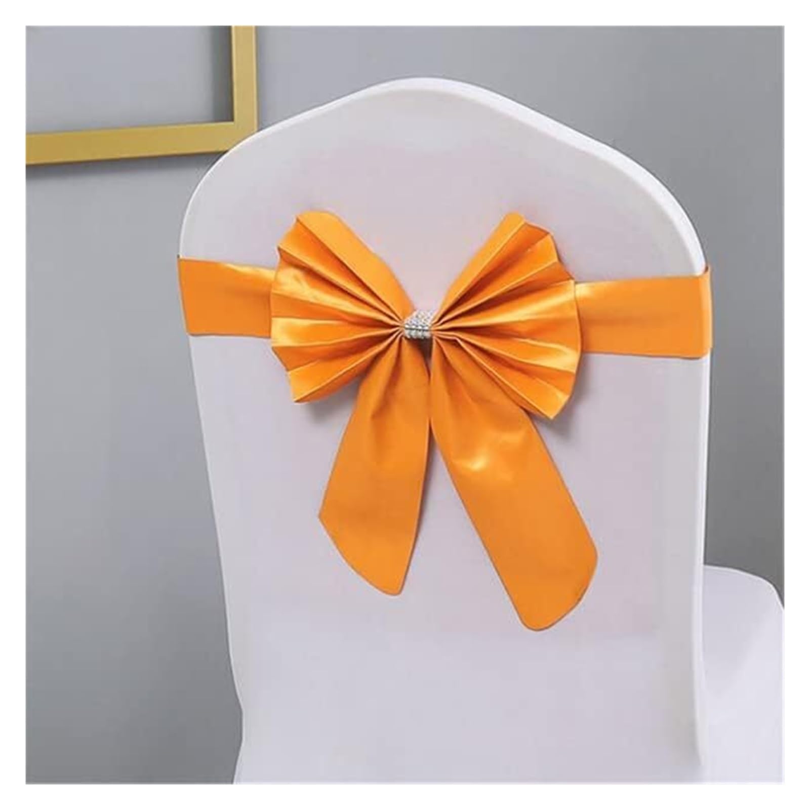 REcsdza chair sashes, Personalized Wedding Chair Sash with Bride & Groom Name Bow Band With Slider Buckle Custom(Oranje)