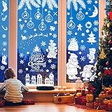 ☃️ 【Diversión creativa para decoraciones navideñas】 Nuestras nuevas pegatinas para ventanas se pueden combinar creativamente en innumerables combinaciones. Una gran manera de pasar momentos inolvidables con los niños en el período navideño. Papá Noel, alce, muñeco de nieve, copos de nieve, árbol de Navidad, luces de colores y todos los elementos navideños, perfectas decoraciones navideñas para ventanas.