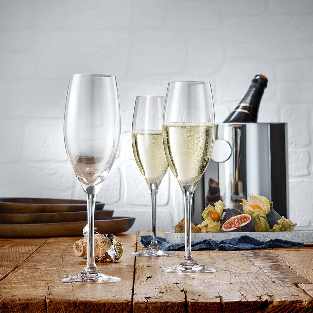 WMF Easy Plus Champagner-/ Sektgläser Set 6-teilig, 250ml, Kristallglas, spülmaschinenfest, transparent