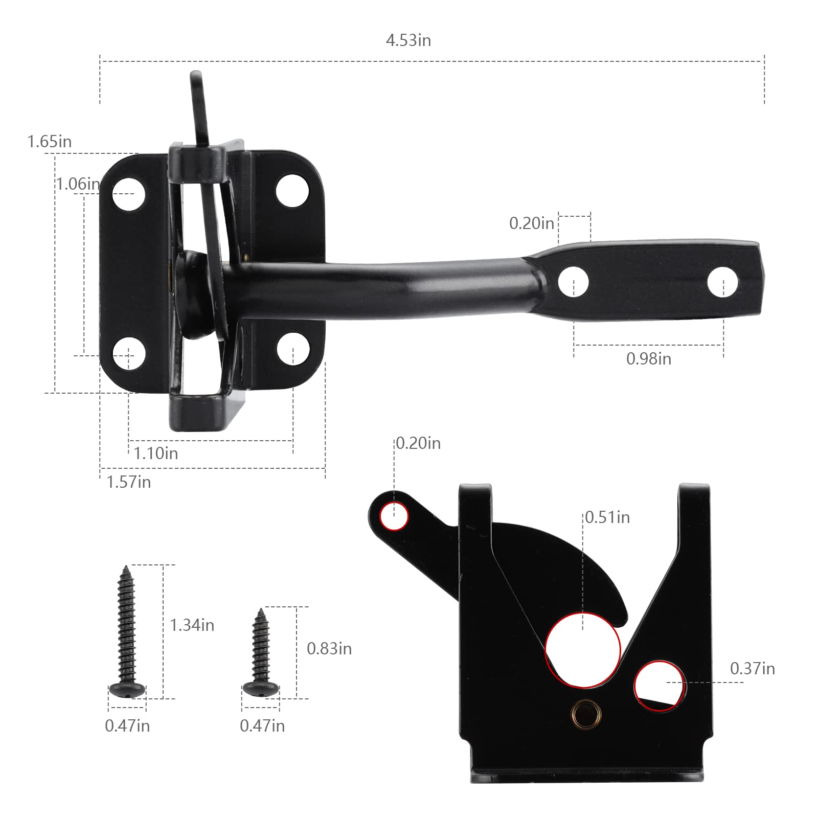 HOME MASTER HARDWARE 15 cm zestaw osprzętu do bramy ze śrubami, do ogrodzenia zewnętrznego, bramy skrzydłowej, czarne wykończenie