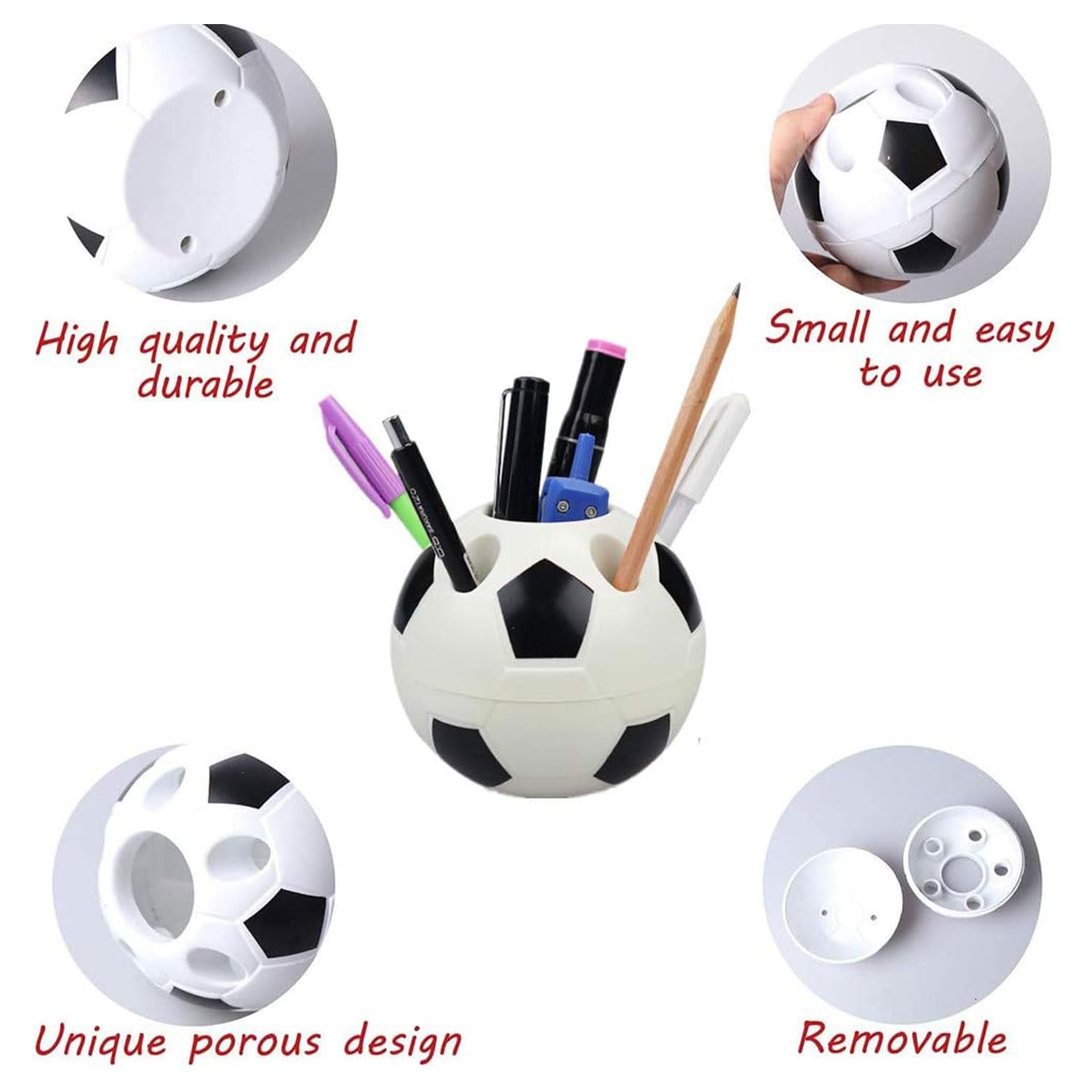 Pots à Crayons Football,2 PCS Porte-Stylos Football pour étudiants Plastique pour Décorer Maison,Votre Bureau,Décoration de Salle de Football, Porte-Crayons Multifonctionnels Créatifs Style Football