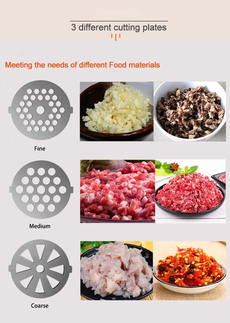 Generic Electric meat grinder, Home meat grinder, Sausage enema, Food meat grinder with sausage and Kubbe kit, 2 grinding plates, stainless steel (black), medium