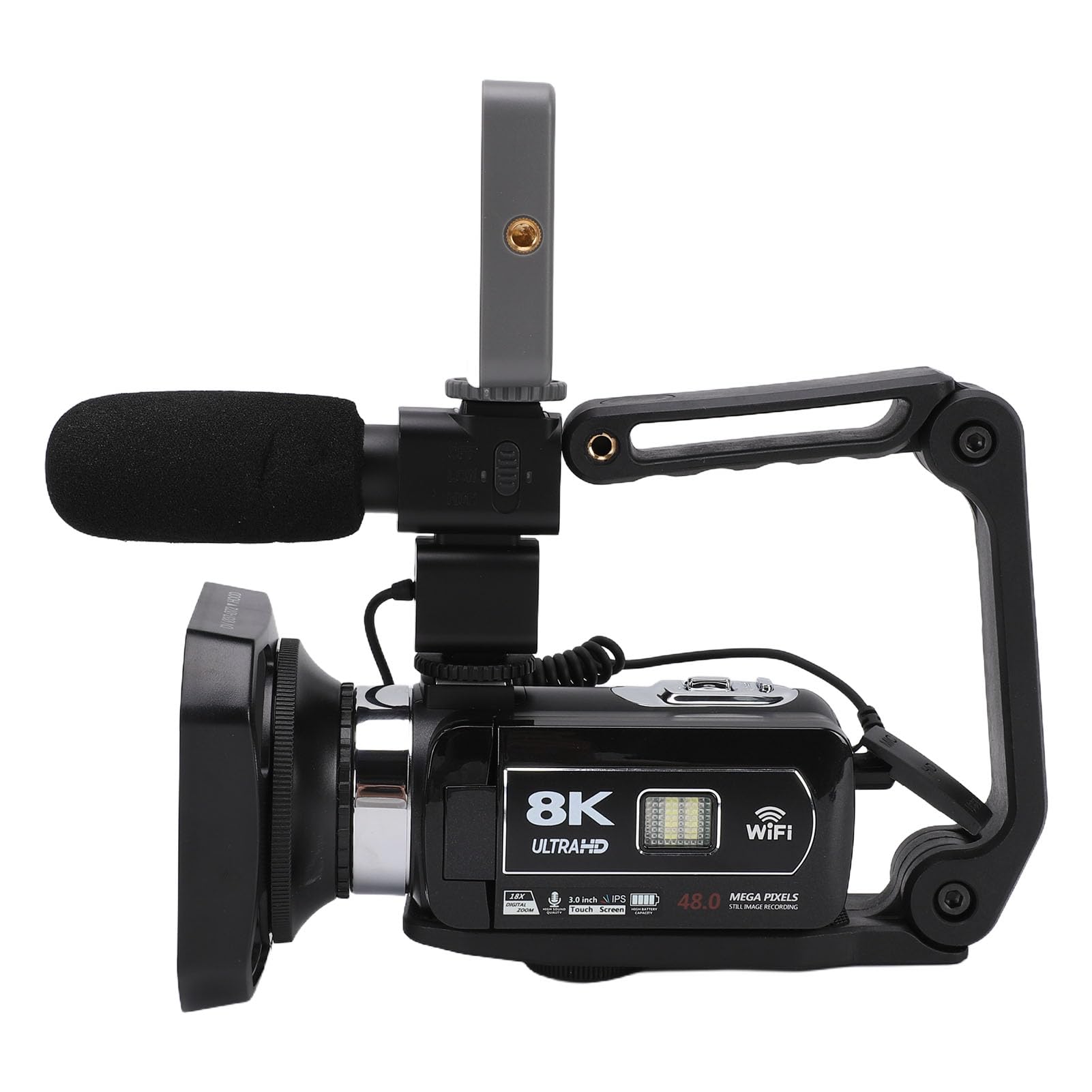 Tosuny Videocámara 8K con Foto de 64MP, Cámara de Video WiFi con Zoom Digital 18X con Pantalla Táctil de 3 Pulgadas, Micrófono Externo, Estabilización de 6 Ejes para Vlogging