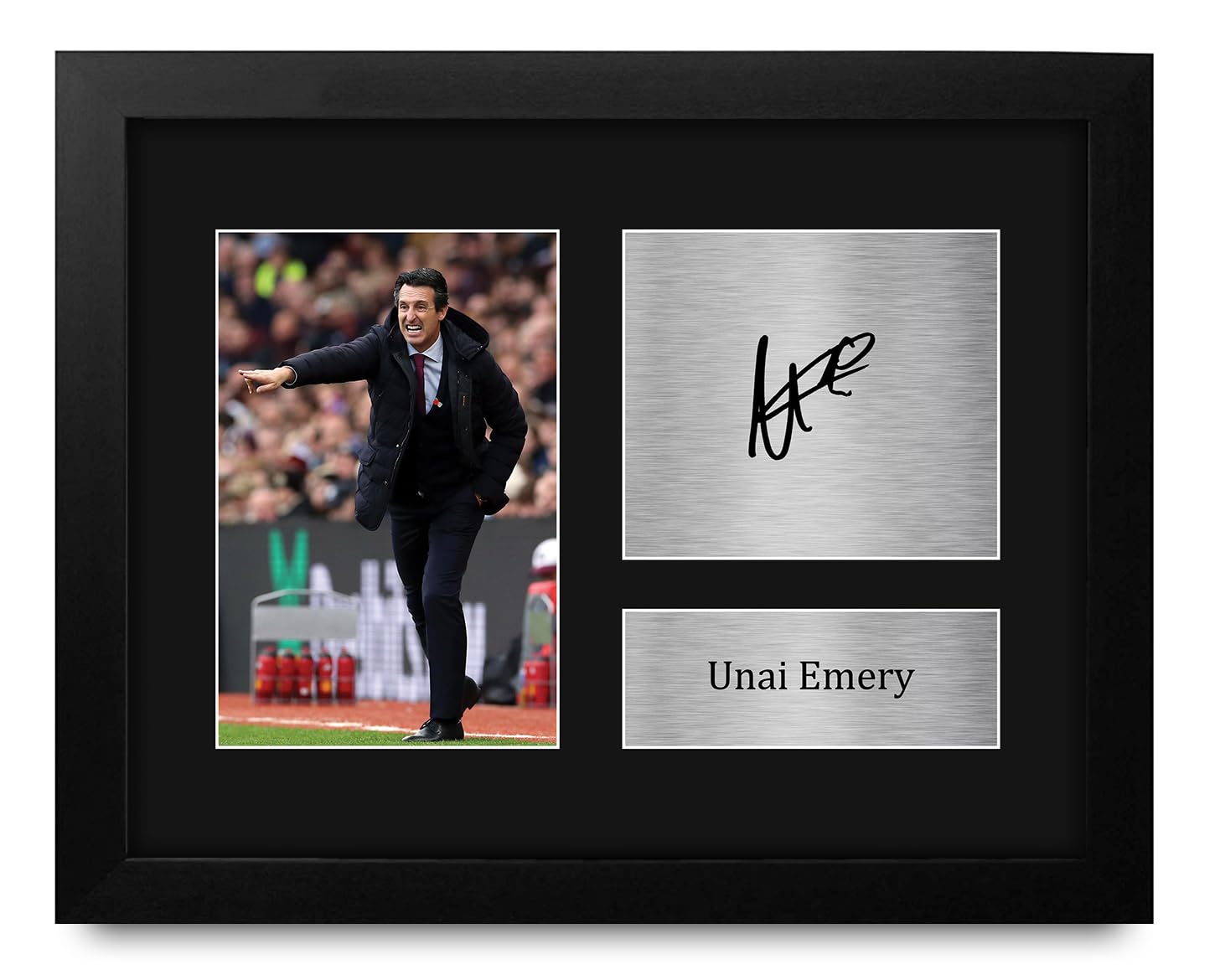 HWC Trading Unai Emery Aston Villa Framed Gifts Printed Signed Autograph Picture for Soccer Fans and Supporters - US Letter Size
