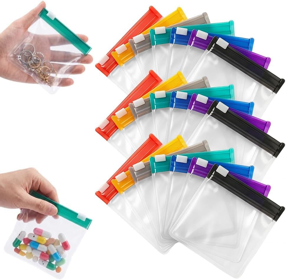 Image of Self-Sealing Zipper Medicine Bags - Reusable Pill Pouch Bags Travel Plastic Bags with Slide Lock for Storage, Water-Resistant Pill Pouch Set for Medicine Vitamins Small Items Daily Use (21pc)