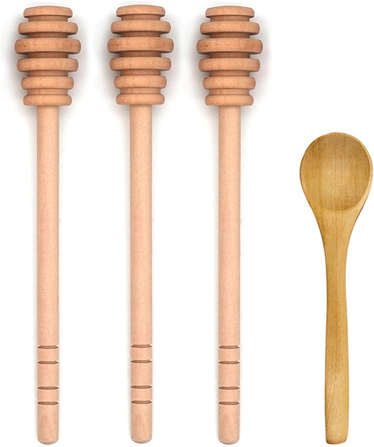 4PCS 6 inch Honey Dipper Sticks Honey Spoon, Wooden Honey Mixing Stirrer Honey Comb