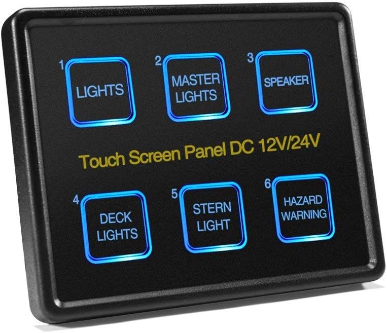 12V/24V 6 Gang LED Switch Panel Slim Touch Control Panel Box for Car Marine Boat Caravan (s)
