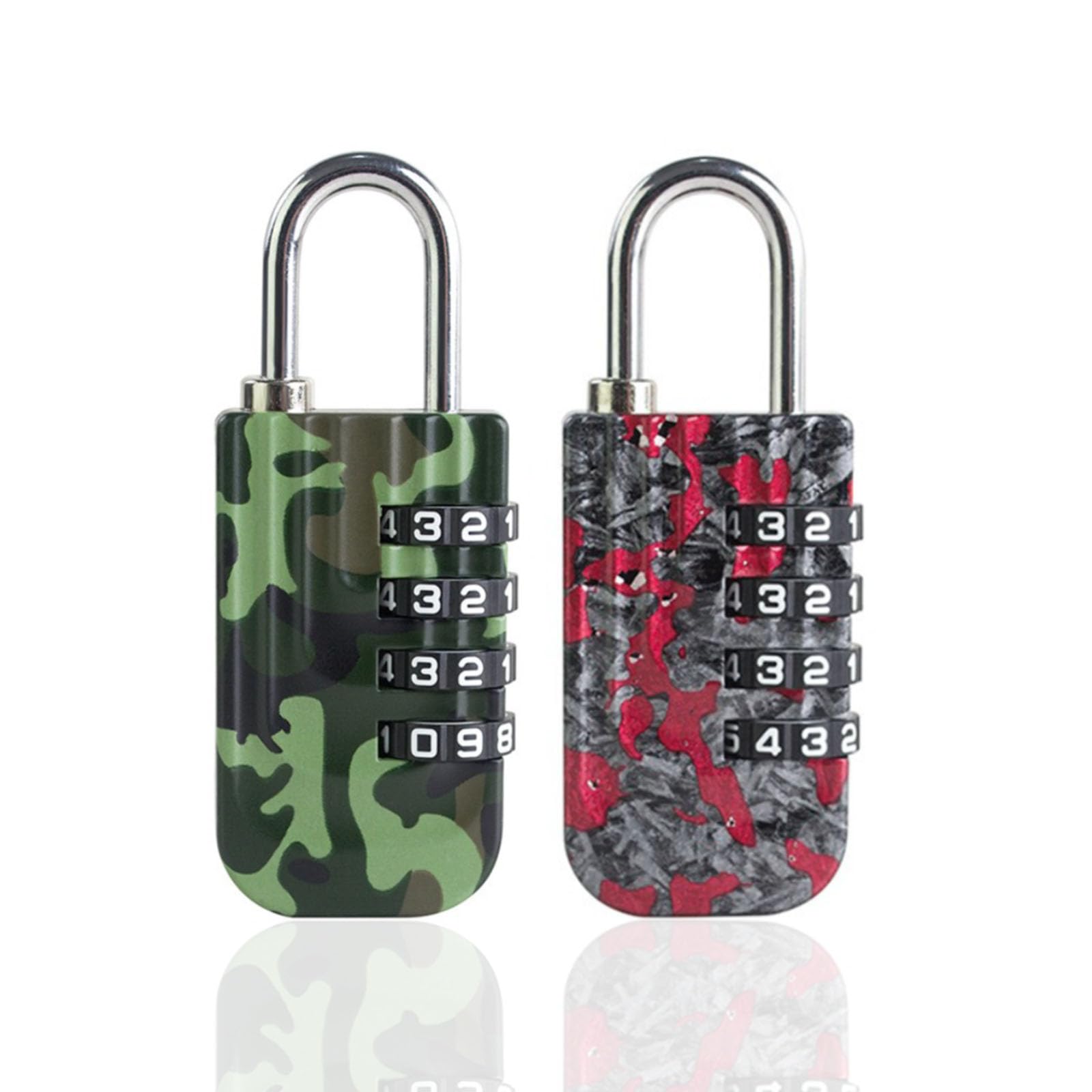 SumlacheCombination Lock,4 Digit Resettable Combination Padlock，Anti-theft lock,Backpack Lock,gym locker lock,Luggage lock (2PCS-Camouflage&Lava)