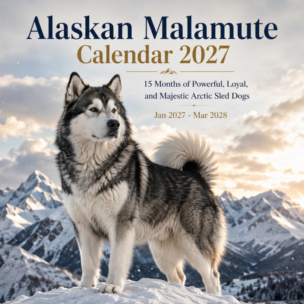 Alaskan Malamute Calendar 2027: 15 Months of Powerful, Loyal, and Majestic Arctic Sled Dogs | Jan 27–Mar 2028