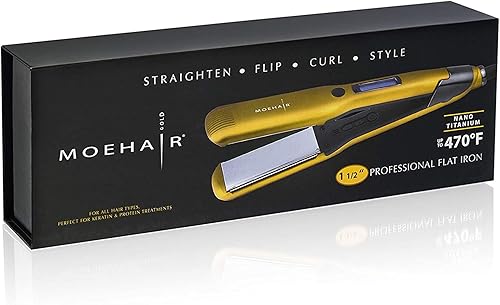 Miniatura 3 de Moehair Plancha de pelo profesional de 1.5 pulgadas, placas flotantes de titanio, plancha plana para cabello grueso, plancha antiestática para todo