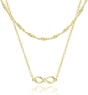 14K Gold Plated Layered Necklaces for Women, Dainty Gold Chain with Infi...