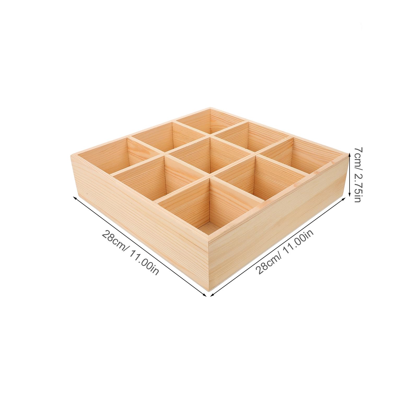 Caja de Madera Beige 9 Compartimentos para Almacenamiento y Organización de Bolsitas de Té y Paquetes de Azúcar, Resistente y Adecuado para Cocina o Patio