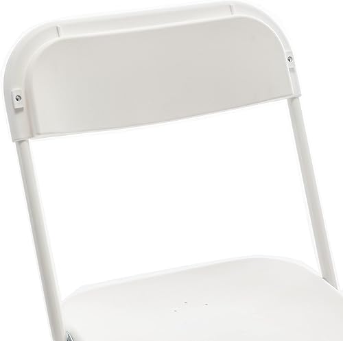 Miniatura 5 de BTEXPERT Juego de 4 sillas plegables de plástico blanco, marco de acero, silla comercial de alta capacidad para eventos, juego ligero para oficina,