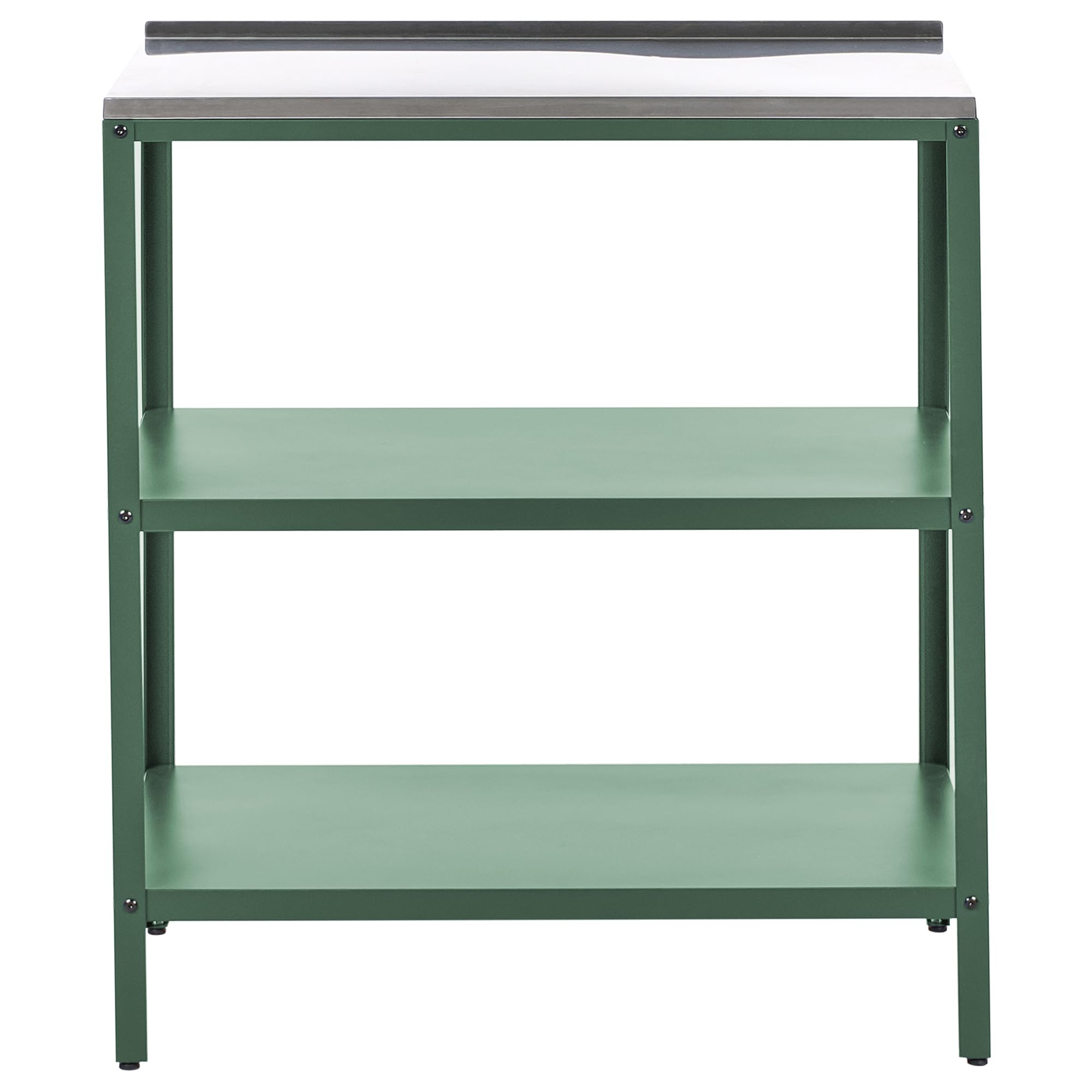 Beliani Conjunto de Cocina 2 Piezas de Exterior Acero Inoxidable Isla de Cocina y Armario con Fregadero Monomando Verde Vilama