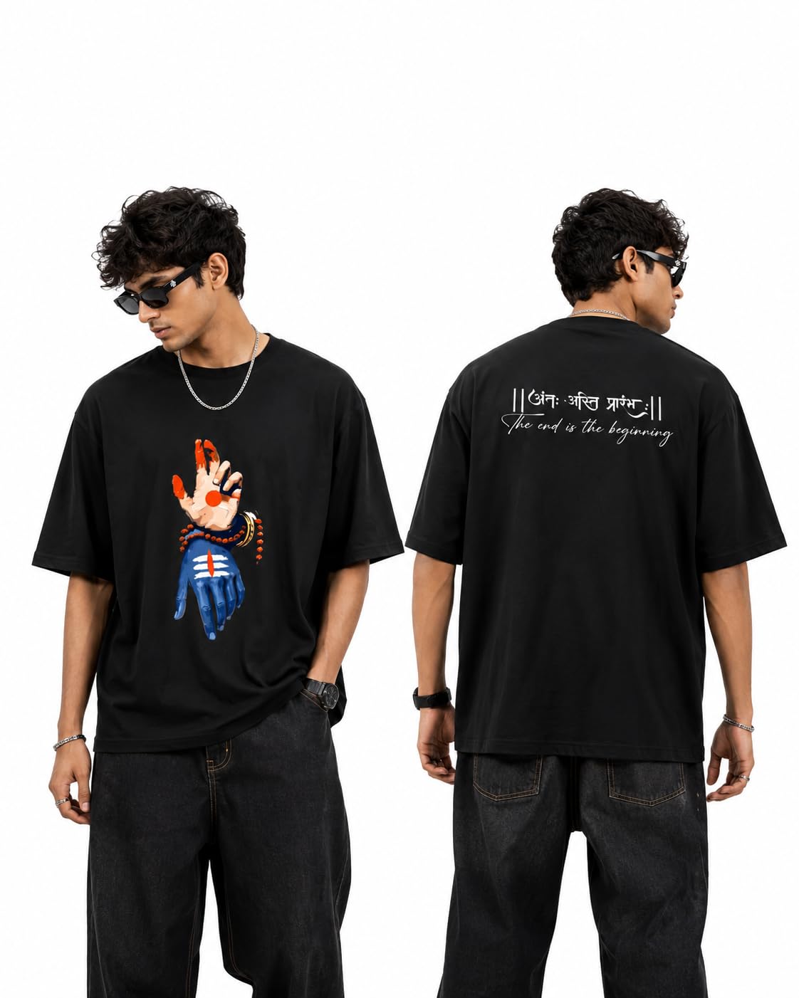 Oversized T-Shirt Shiv Ji Graphic End is the Beginning | OTS13-picture-13