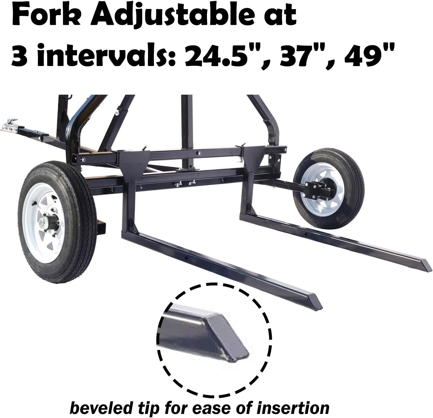 Adjustable Round Bale Mover Hay Bale Trailer Bale Hauler Manual Winch 1500 lbs Capacity 4.80-12" Tubeless Tires Heavy Duty Steel Frame ATV UTV Truck Towable Bale Lifter Transport Tool Black