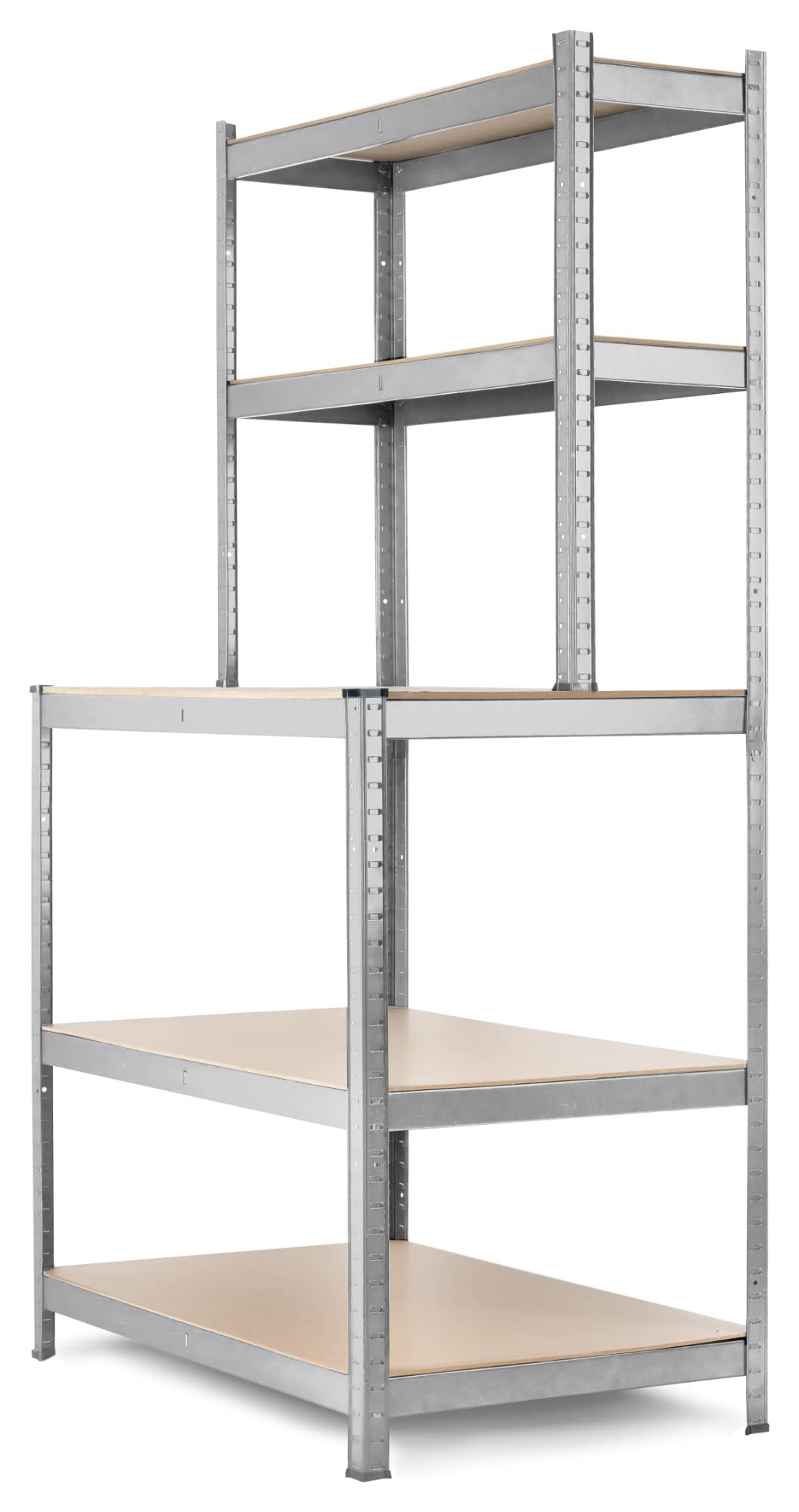 Stagecaptain WBR-175 SR Scaffale da Banco da Lavoro con Ripiani in Legno | Scaffale a incastro robusto per officina, magazzino, cantina e dispensa, Struttura metallica zincata