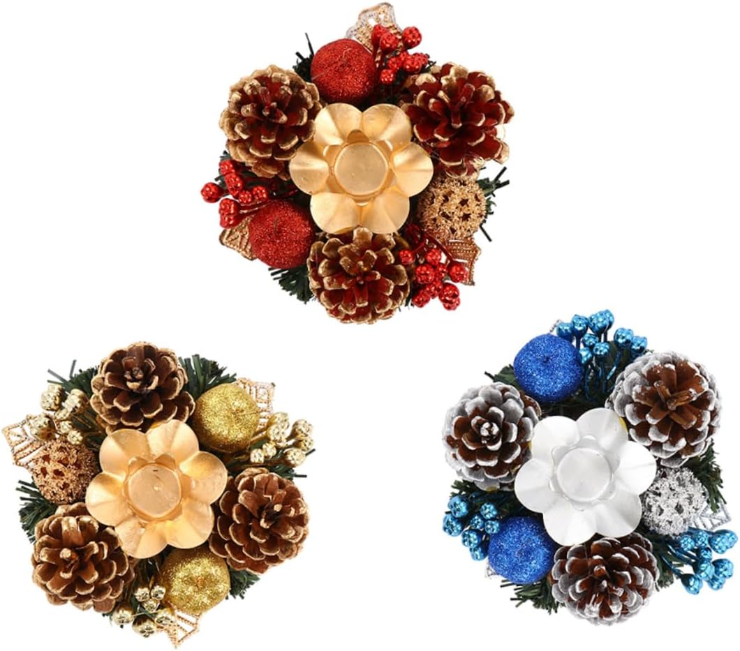 Didiseaon 3pcs Unique Christmas Candlestick Decorative Candle Holders for Home Decor Weddings and Festive Centerpieces