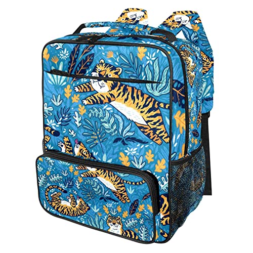Cartable bleu tigre avec bretelles ajustables pour éviter le mal de dos