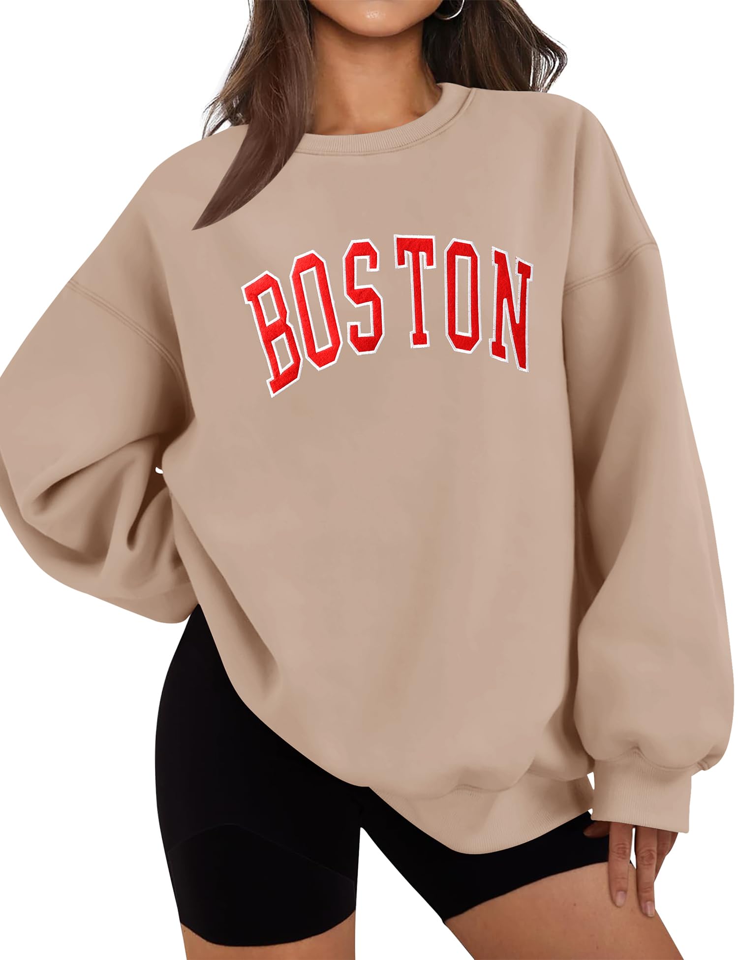 LOMON Oversized Sweatshirt for Women Crewneck Long Sleeve Casual Fleece Tops Graphic Hoodies Pullover Sweater