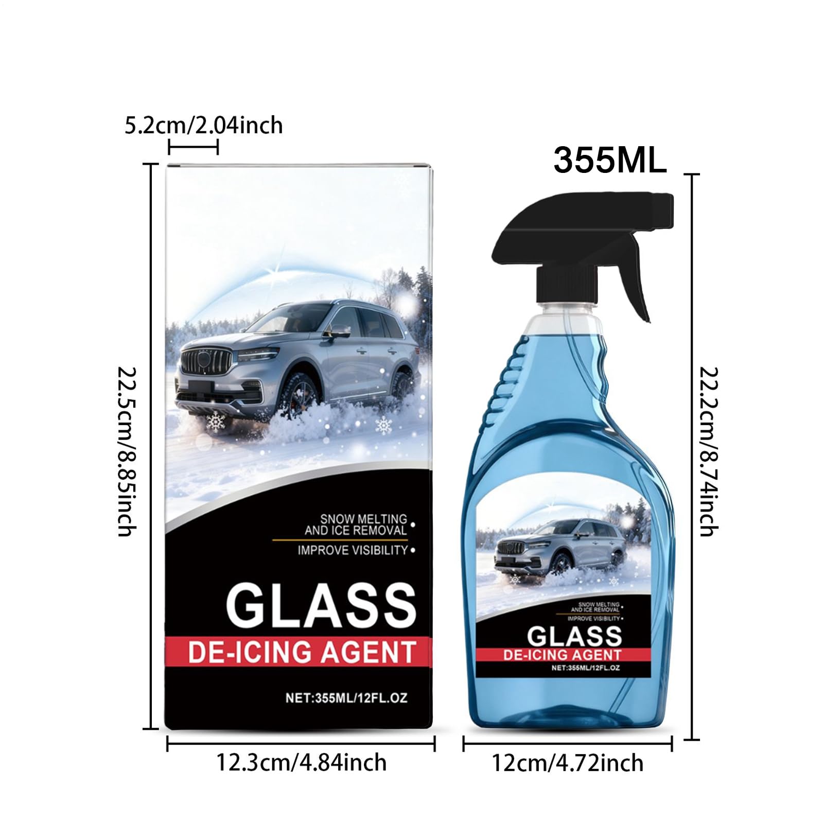 Dégivrant Pour Pare-Brise De Voiture 355 ml Nettoyant Et Anti-Givre Pour