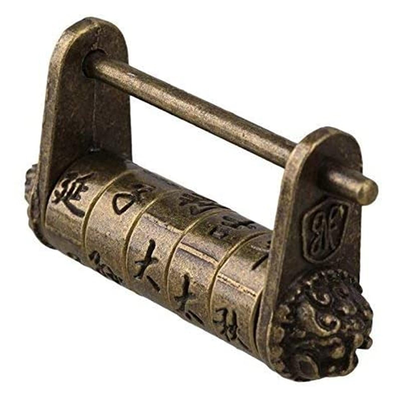 Combination Padlock,Code Lock,Fliyeong Vintage Lock, Metal Chinese Old Style Antique Password Lock, Jewelry Case Padlock Very Practical and Popular Combination Padlocks (Color : Multi-Colored)